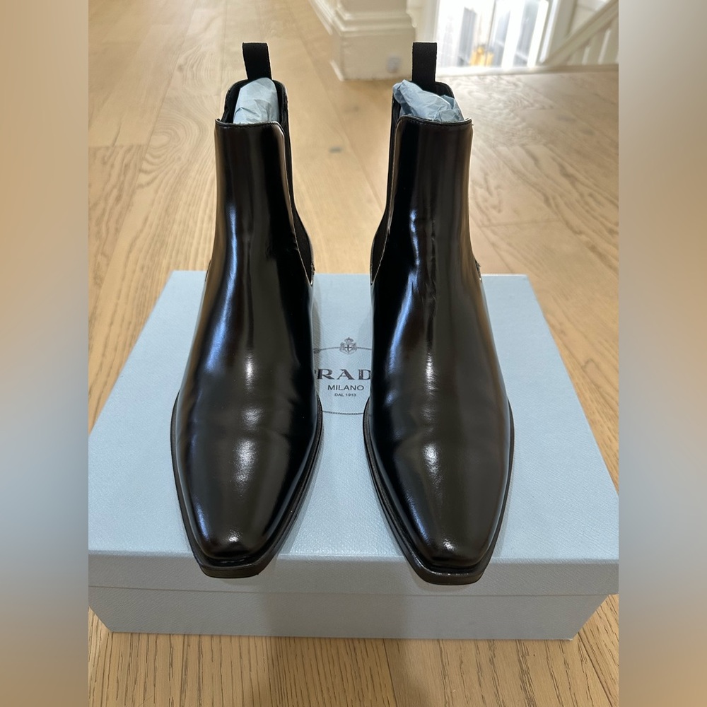 Prada Brushed Leather Chelsea Boots